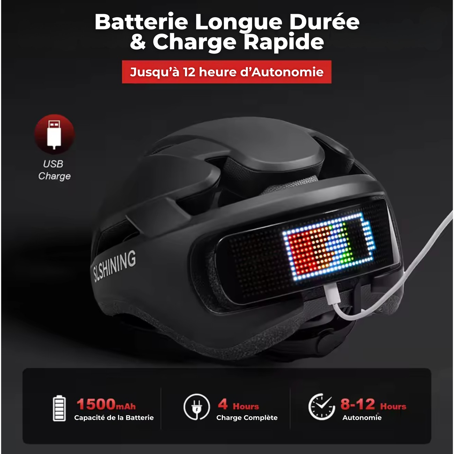 Casque LED Brighteez™ | Votre Sécurité, Messages Personnalisés & Haute Visibilité