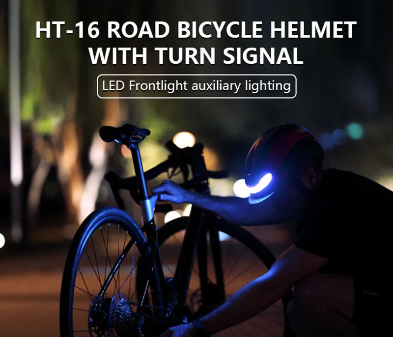 Horntour Bicycle Helmet Ride LED Lights Racing Road Bike Helmet Men and Women Outdoor Sports Pro Cycling Bicicleta Safety Cap ﻿