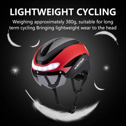 Horntour Bicycle Helmet Ride LED Lights Racing Road Bike Helmet Men and Women Outdoor Sports Pro Cycling Bicicleta Safety Cap ﻿
