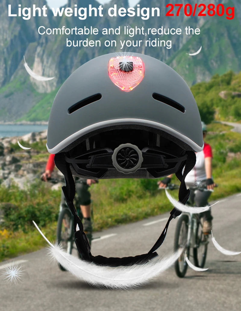 Cycling Smart Tail Light Bike Adult Helmet Electric Bicycle MTB Road Scooter For Sport Urban Helmet Men Women USB charging