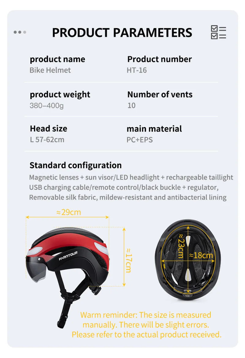 Horntour Bicycle Helmet Ride LED Lights Racing Road Bike Helmet Men and Women Outdoor Sports Pro Cycling Bicicleta Safety Cap ﻿