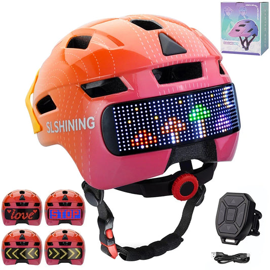 Kids Helmet for LED Light Display Children Bicycle Safety Cycling MTB Balance Bike Skating Helmets with Taillight