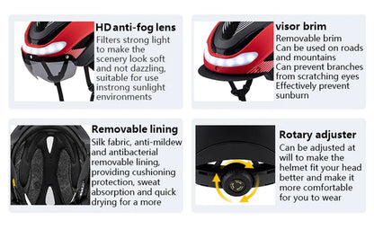 Horntour Bicycle Helmet Ride LED Lights Racing Road Bike Helmet Men and Women Outdoor Sports Pro Cycling Bicicleta Safety Cap ﻿